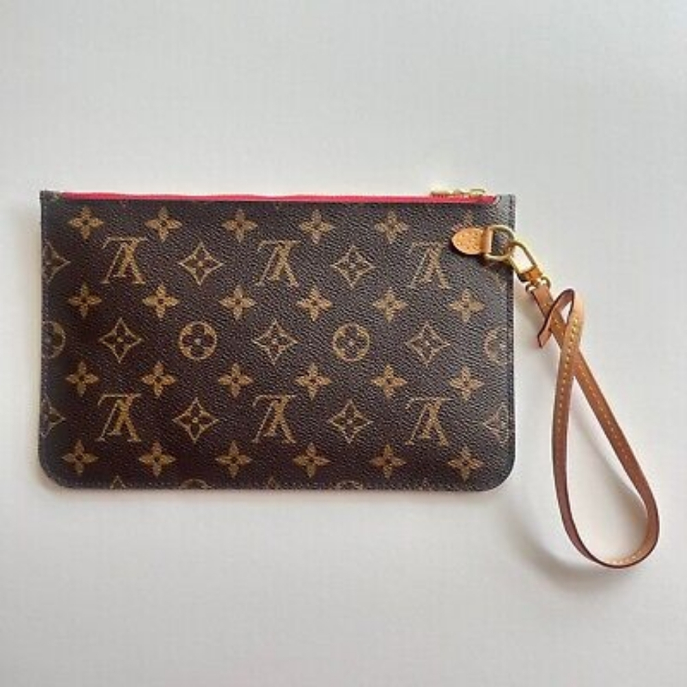 Authentic LV Louis Vuitton Monogram Neverfull MM GM Pochette Hot PINK - Picture 4 of 16